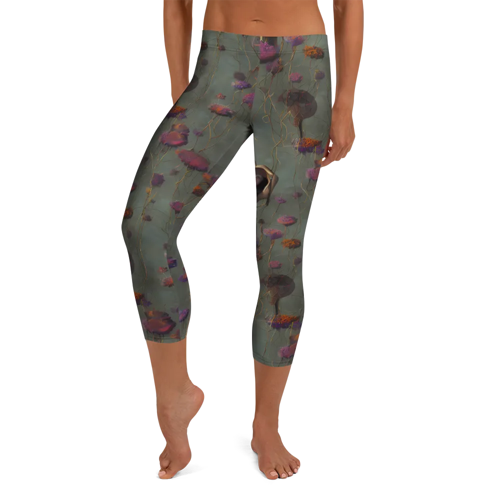 Ethereal Bloom on Capri Leggings — Front