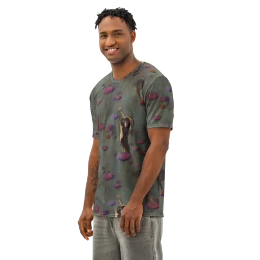 Ethereal Bloom on a Men's Cotton Crew Neck T-Shirt