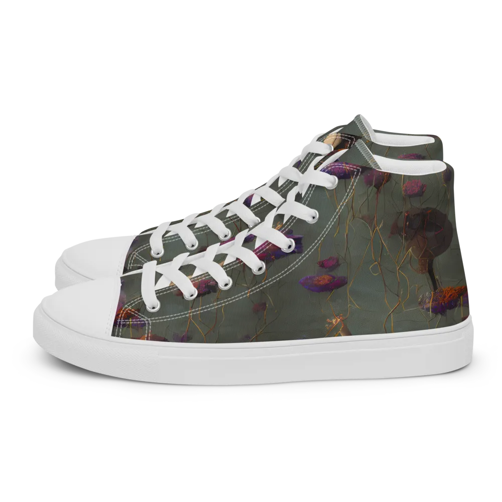 Ethereal Bloom on Men's High Top Canvas Shoes — Left