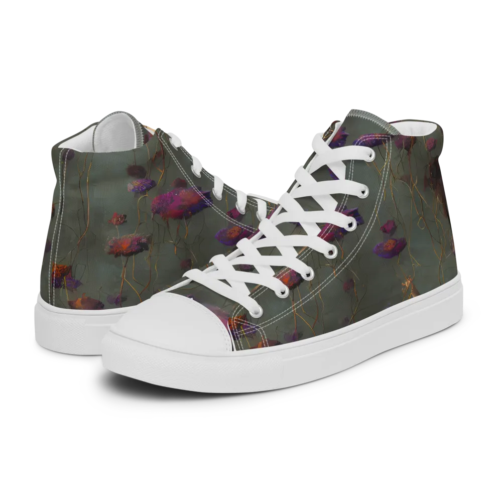 Ethereal Bloom on Men's High Top Canvas Shoes — Left