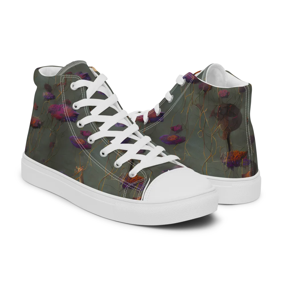 Ethereal Bloom on Men's High Top Canvas Shoes — Right