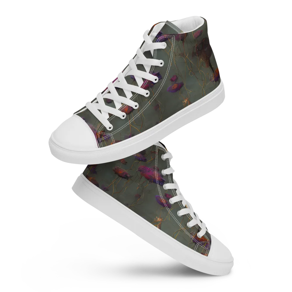 Ethereal Bloom on Men's High Top Canvas Shoes — Front