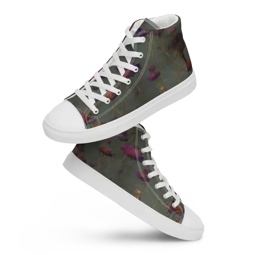 Ethereal Bloom on a Men's High Top Canvas Shoes