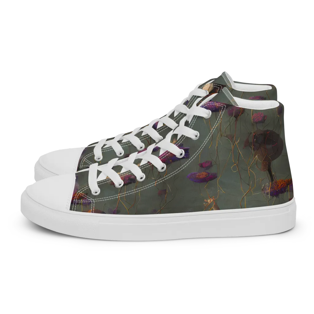 Ethereal Bloom on Women's High Top Canvas Shoes — Left
