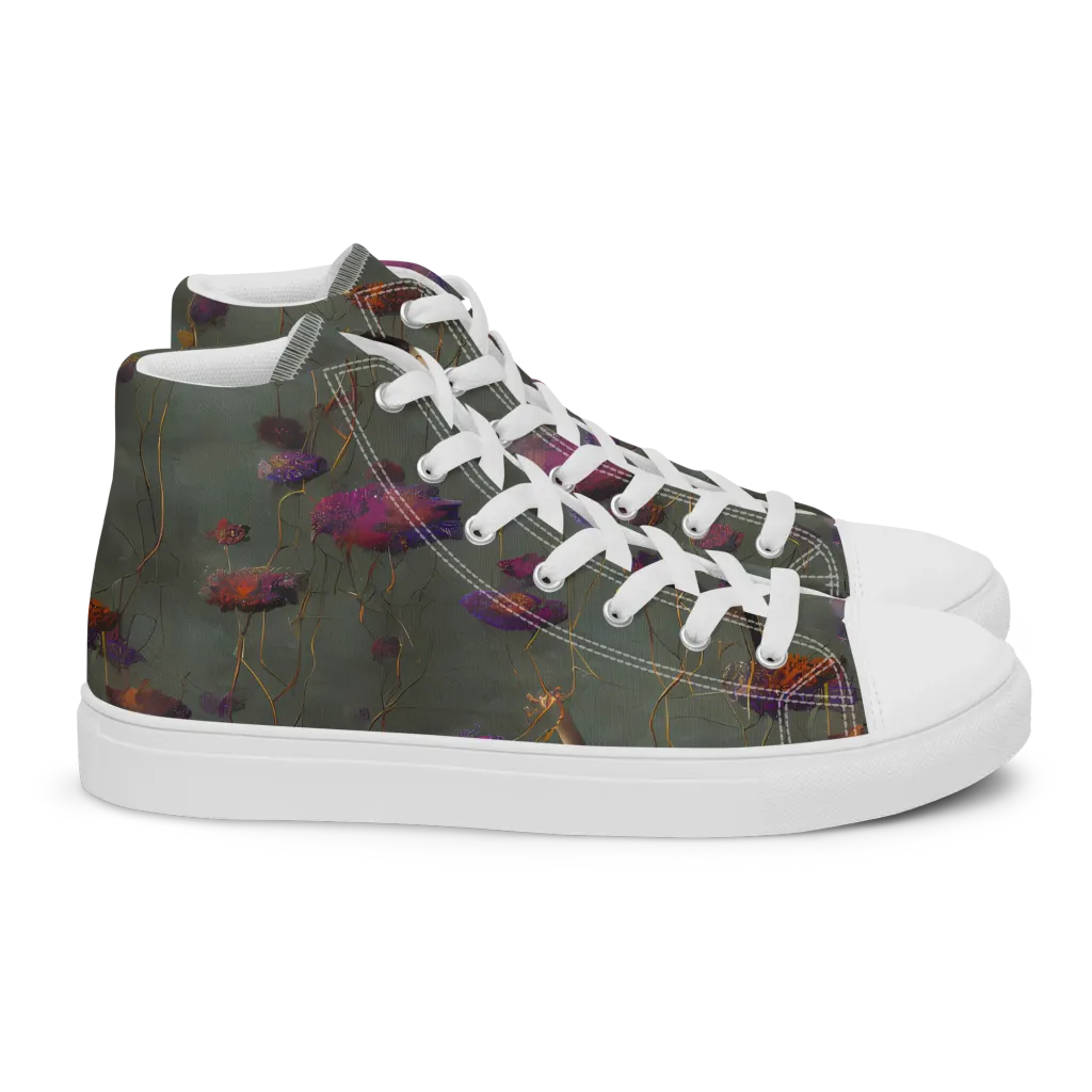 Ethereal Bloom on Women's High Top Canvas Shoes — Right