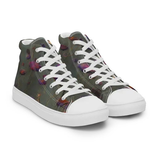 Ethereal Bloom on a Women's High Top Canvas Shoes