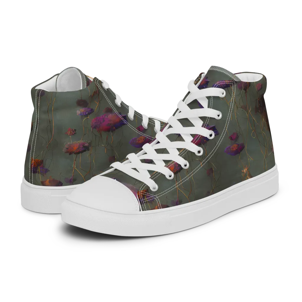 Ethereal Bloom on Women's High Top Canvas Shoes — Left