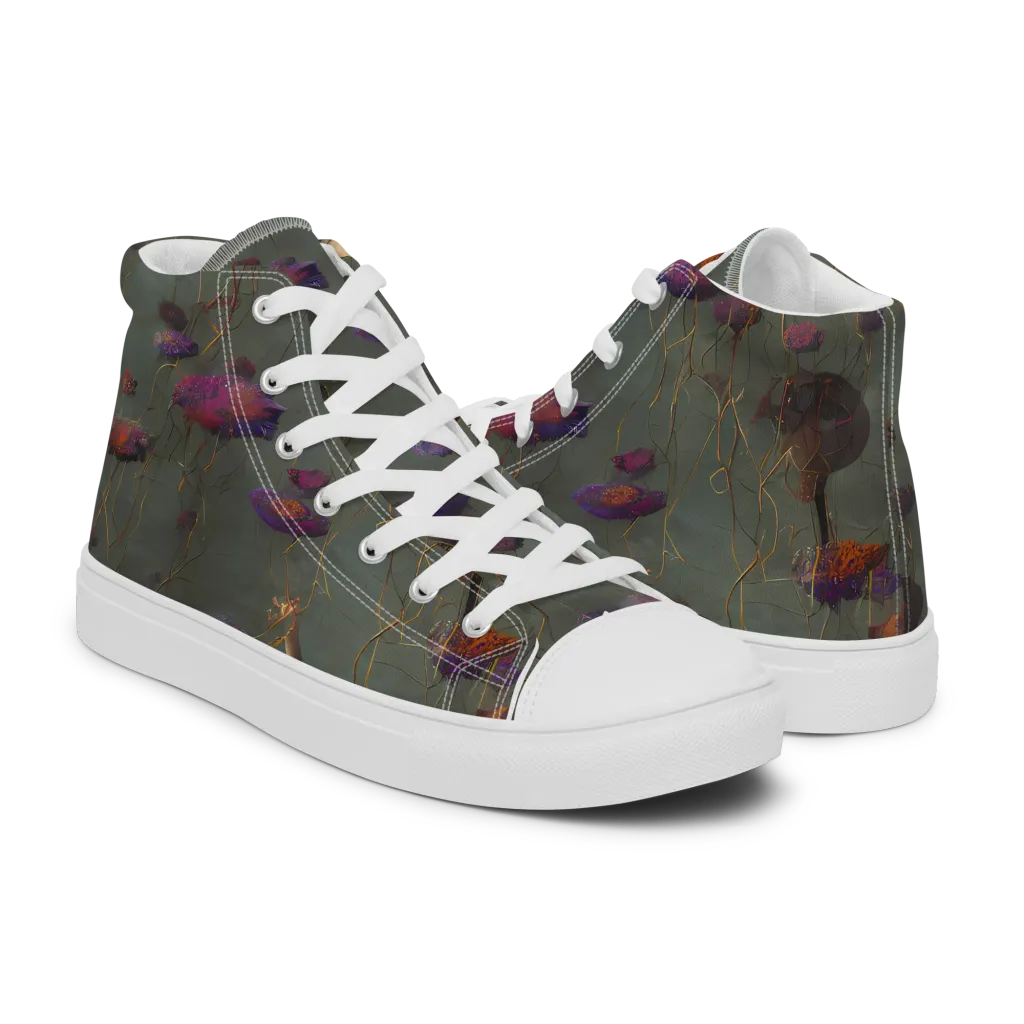 Ethereal Bloom on Women's High Top Canvas Shoes — Right