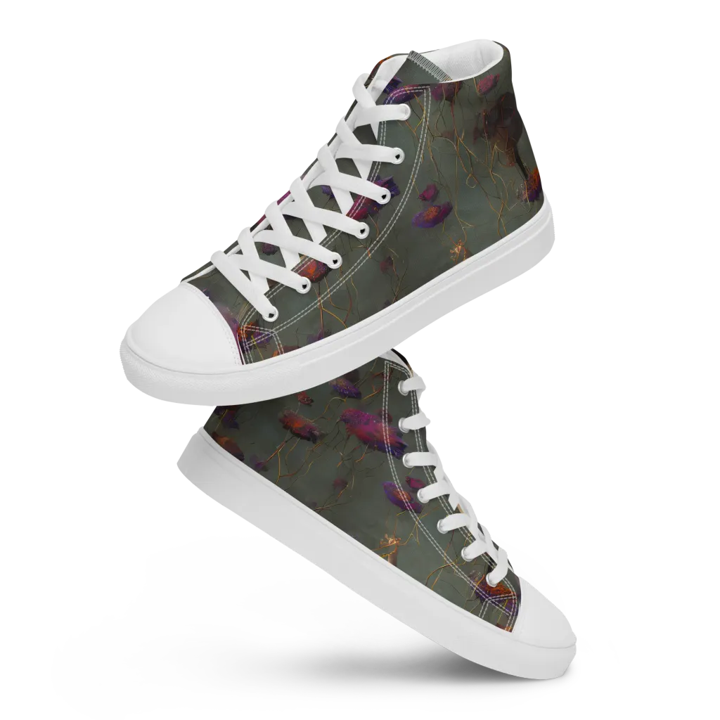 Ethereal Bloom on Women's High Top Canvas Shoes — Front