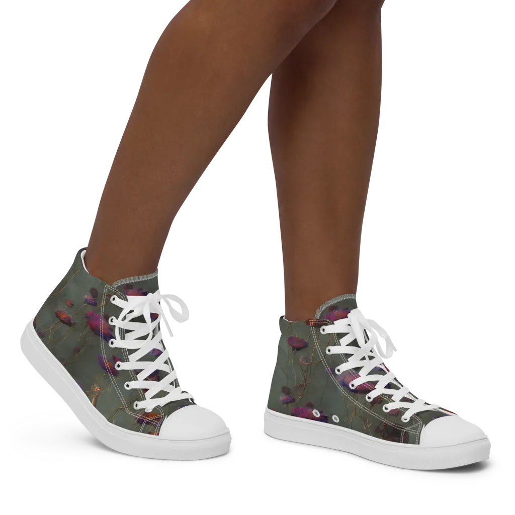 Ethereal Bloom on Women's High Top Canvas Shoes — Right