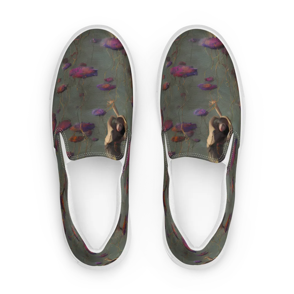 Ethereal Bloom on Men's Slip-On Canvas Shoes — Front