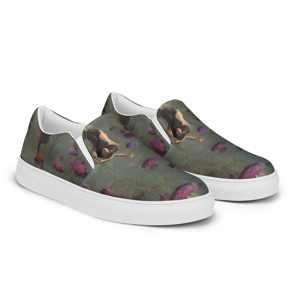 Ethereal Bloom on Men's Slip-On Canvas Shoes — Right Front