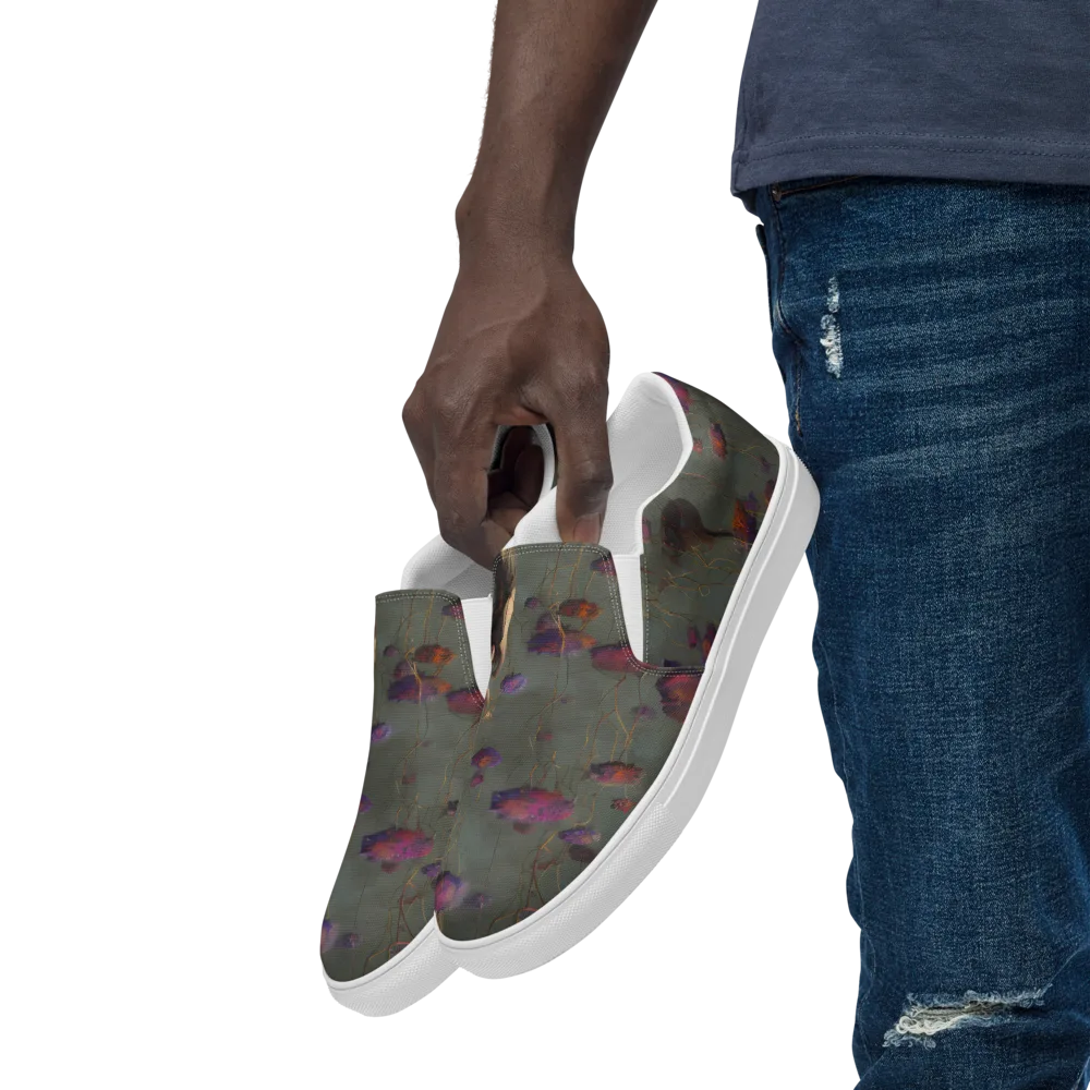 Ethereal Bloom on Men's Slip-On Canvas Shoes — Left Front