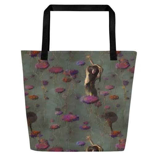 Ethereal Bloom on a Large Tote Bag W/ Pocket