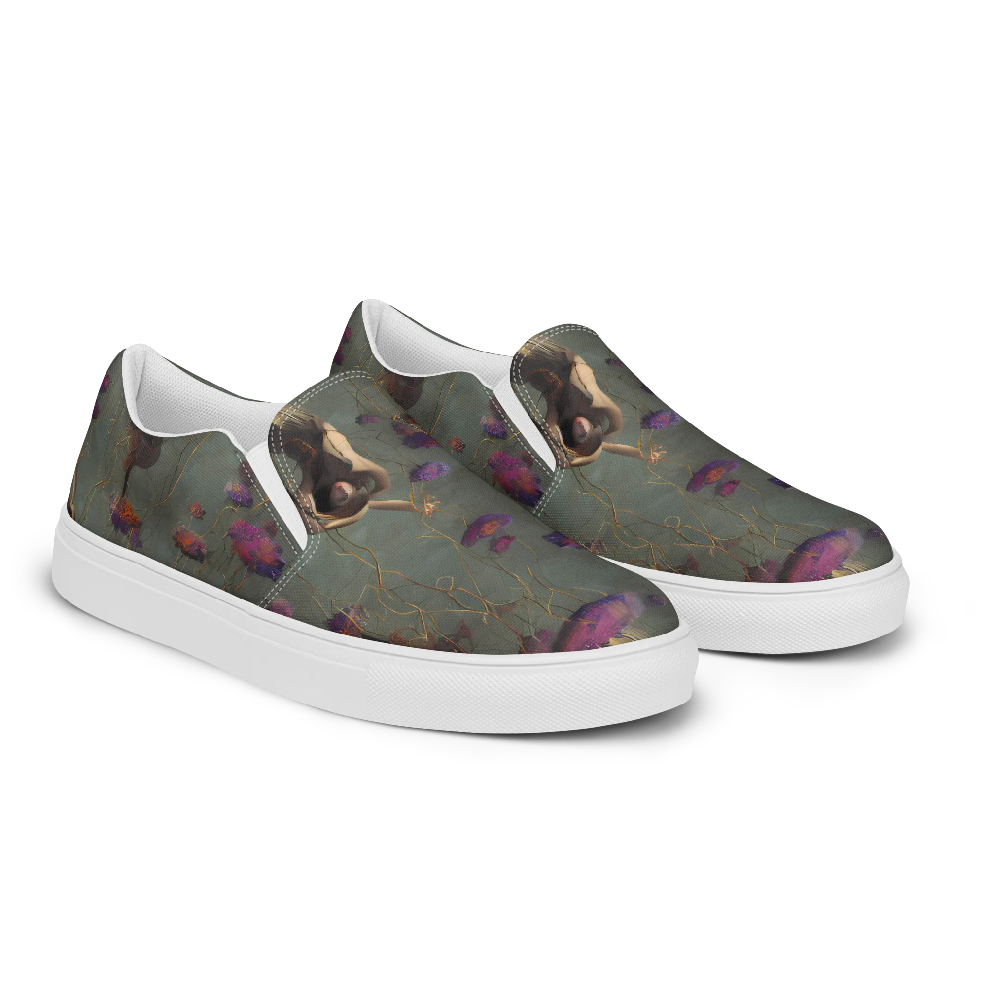 Ethereal Bloom on Women's Slip-On Canvas Shoes — Right Front