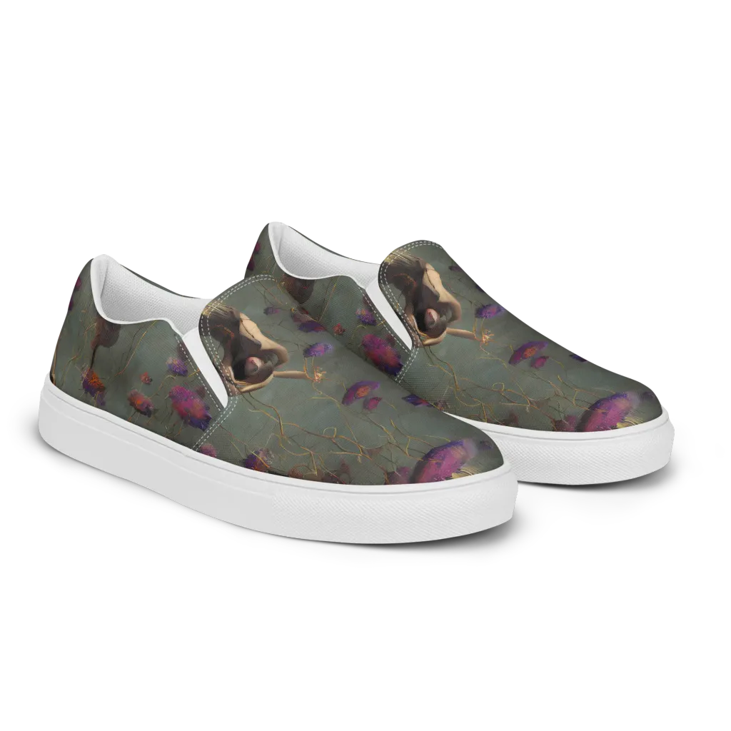 Ethereal Bloom on Women's Slip-On Canvas Shoes — Right Front