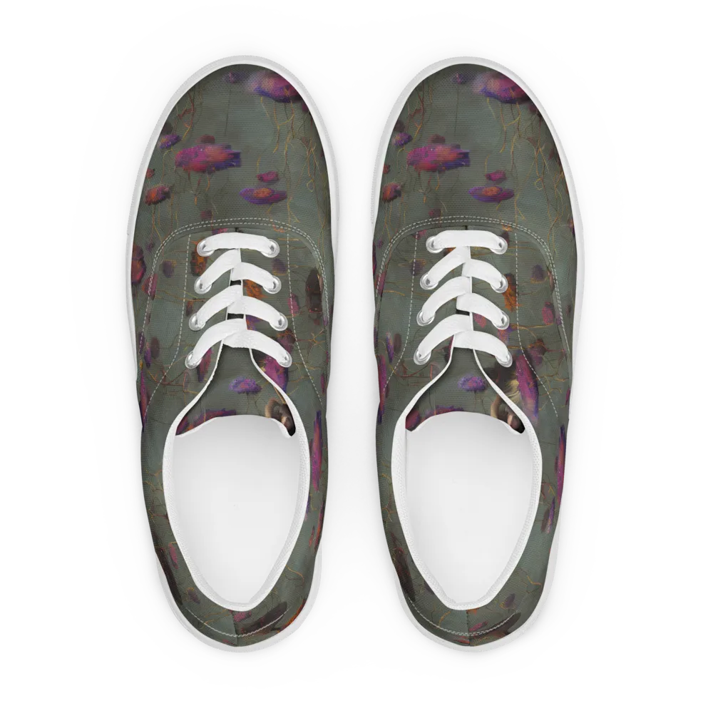 Ethereal Bloom on Men's Lace-Up Canvas Shoes — Front