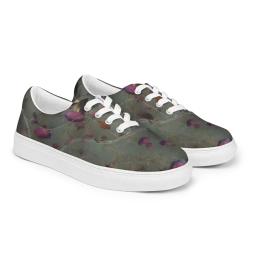 Ethereal Bloom on a Men's Lace-Up Canvas Shoes
