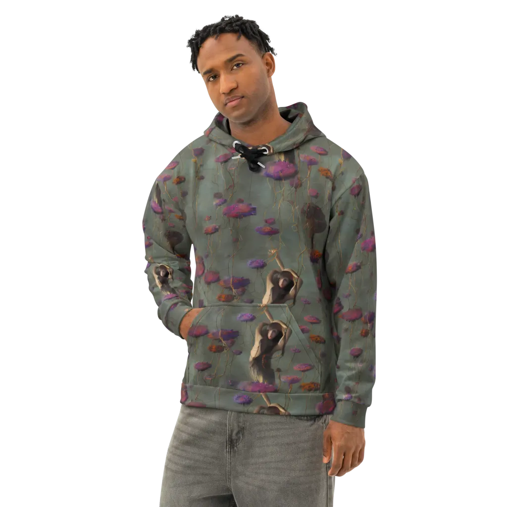 Ethereal Bloom on Cotton Hoodie — Left Front