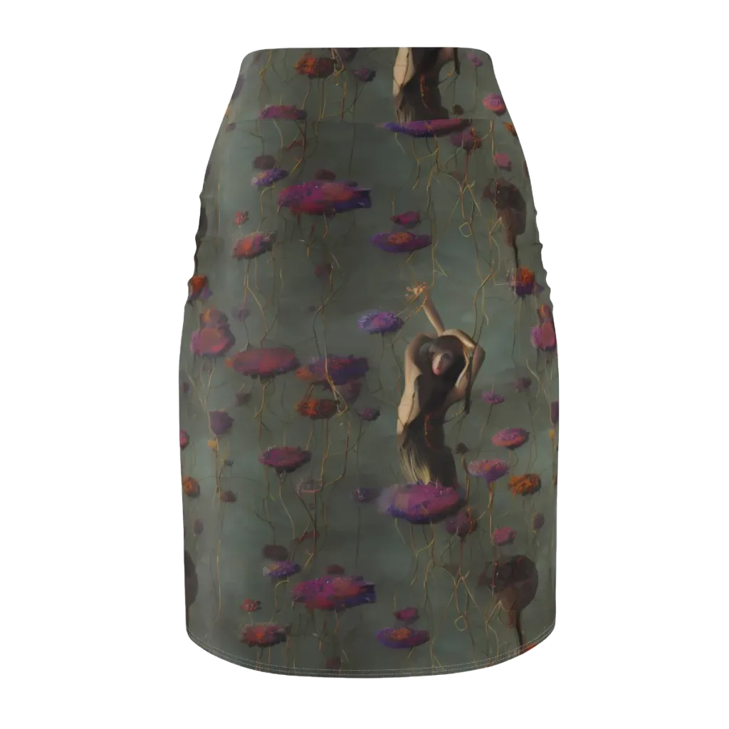 Ethereal Bloom on Pencil Skirt — Back