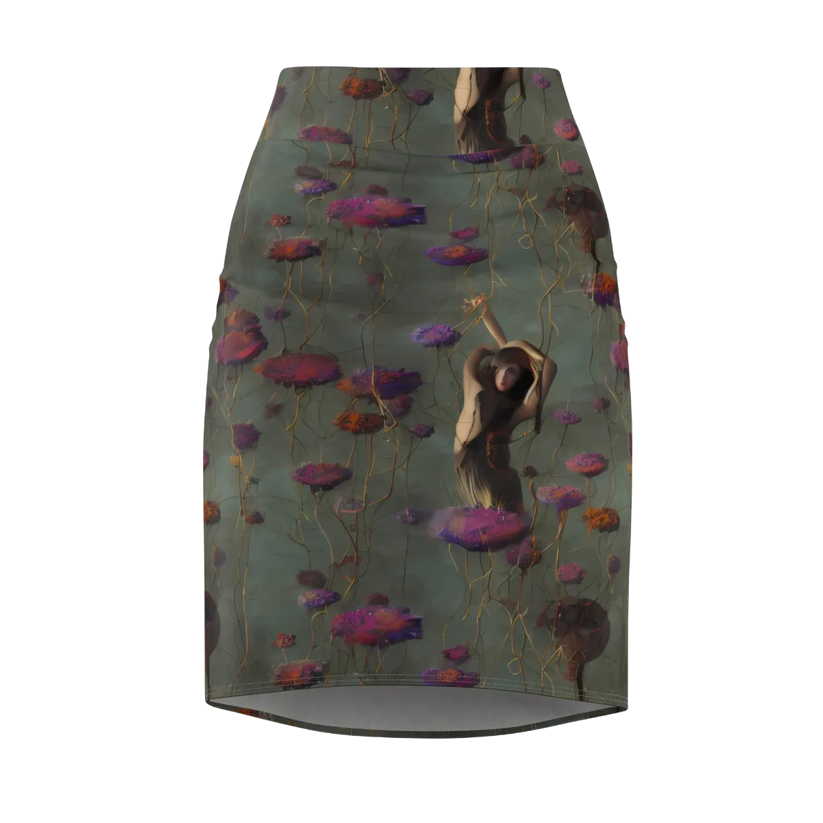 Ethereal Bloom on Pencil Skirt — Front