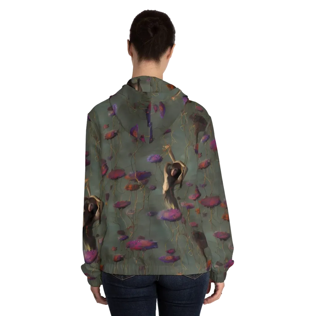 Ethereal Bloom on Women's Full-Zip Hoodie — Back On Person