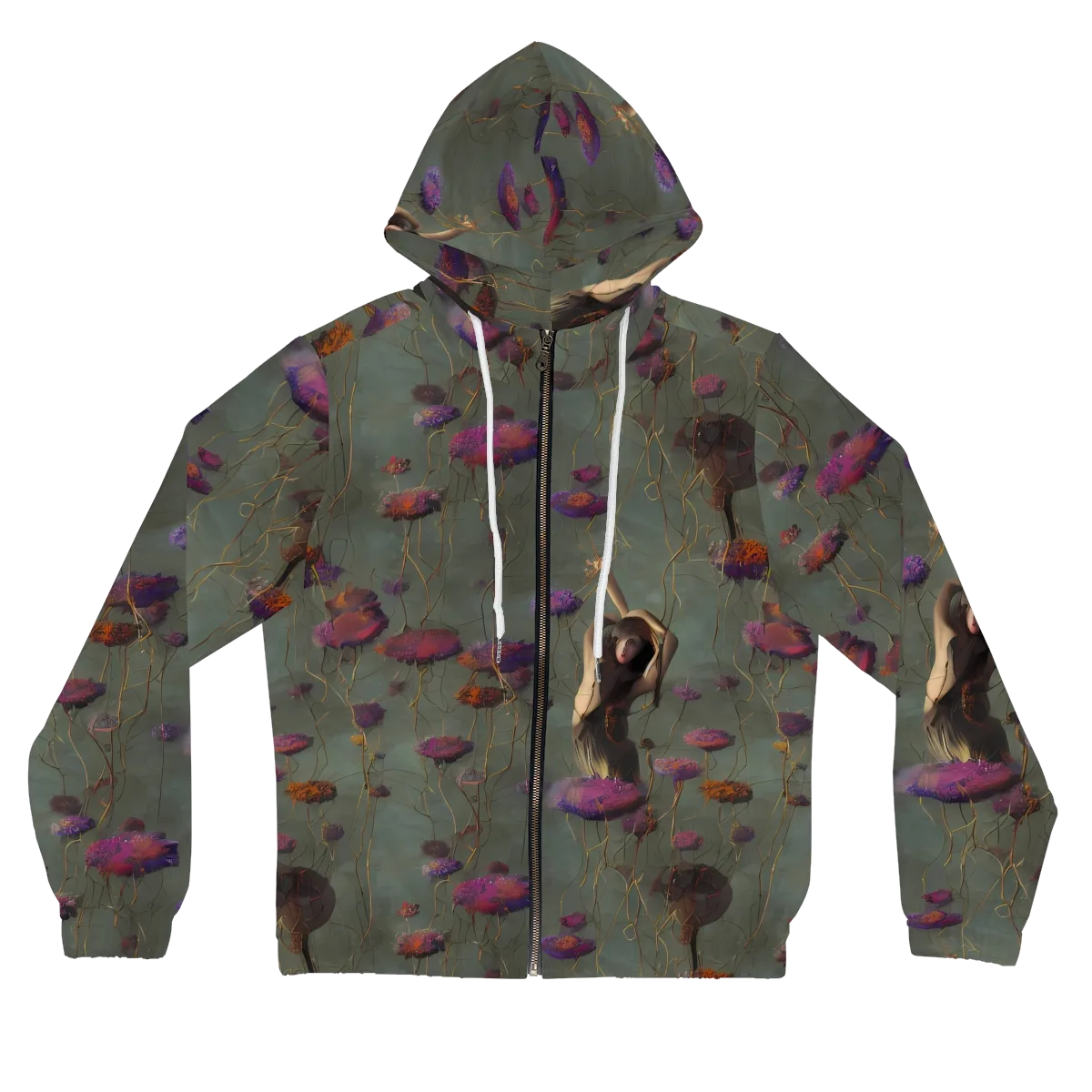 Ethereal Bloom on Women's Full-Zip Hoodie — Front