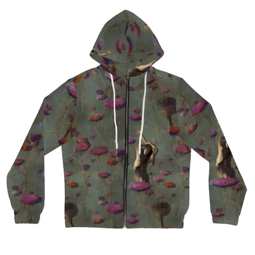 Ethereal Bloom on a Women's Full-Zip Hoodie