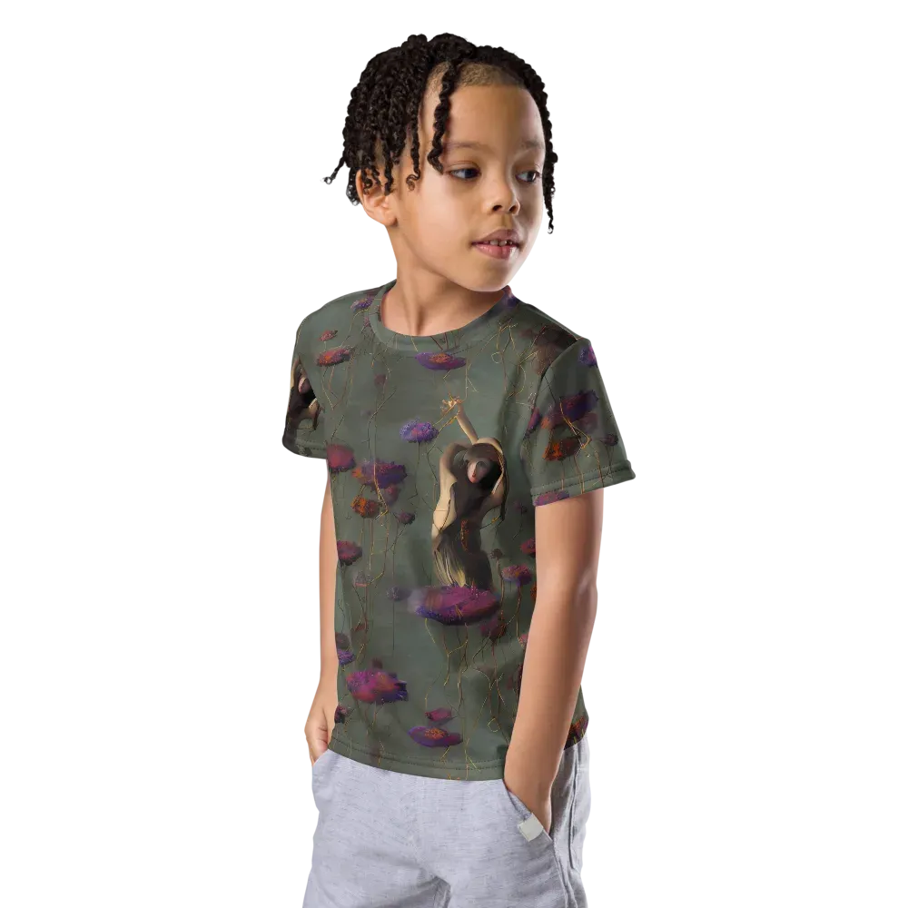 Ethereal Bloom on Kids Crew Neck T-Shirt — Left Front