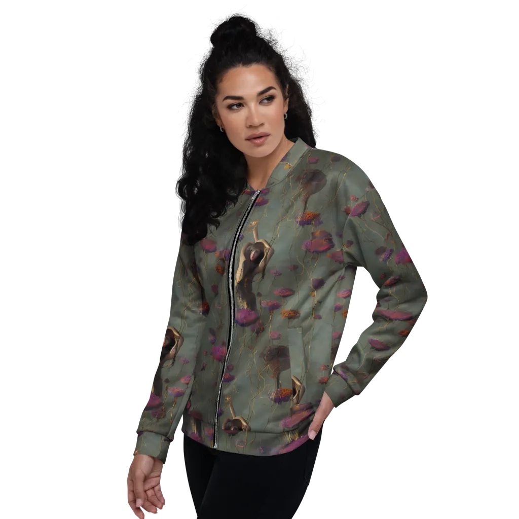 Ethereal Bloom on Bomber Jacket — Left