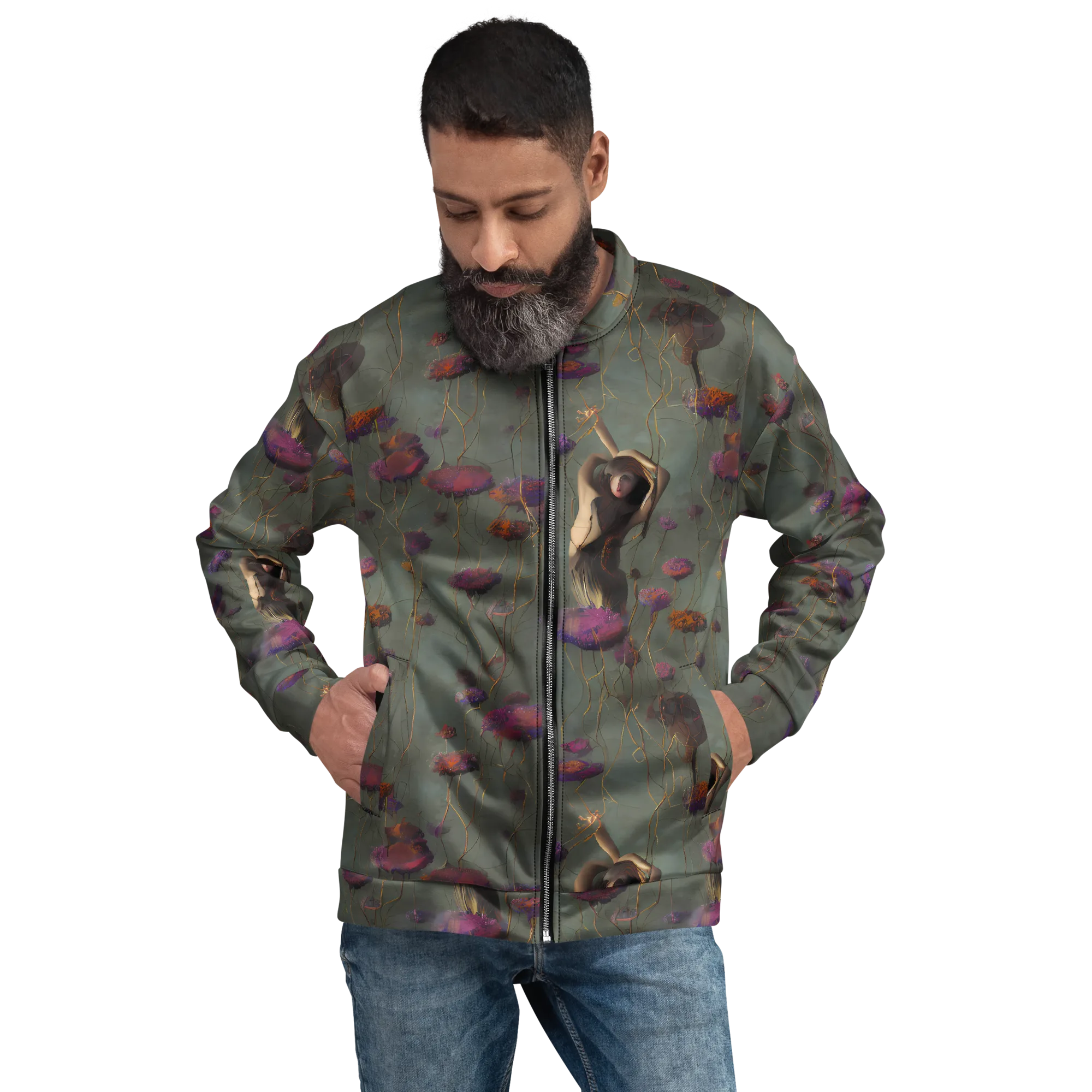 Ethereal Bloom on Bomber Jacket — Front