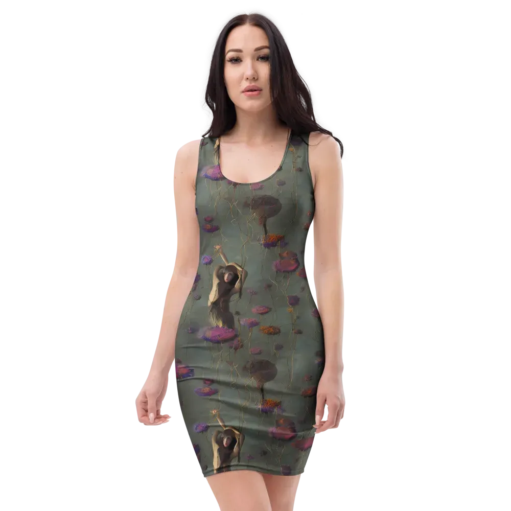 Ethereal Bloom on Bodycon Dress — Front