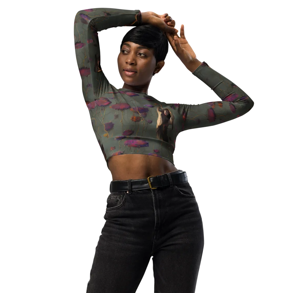 Ethereal Bloom on Long Sleeve Crop Top — Front