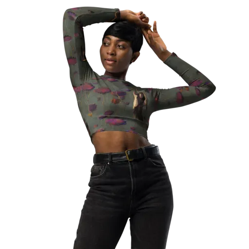 Ethereal Bloom on a Long Sleeve Crop Top