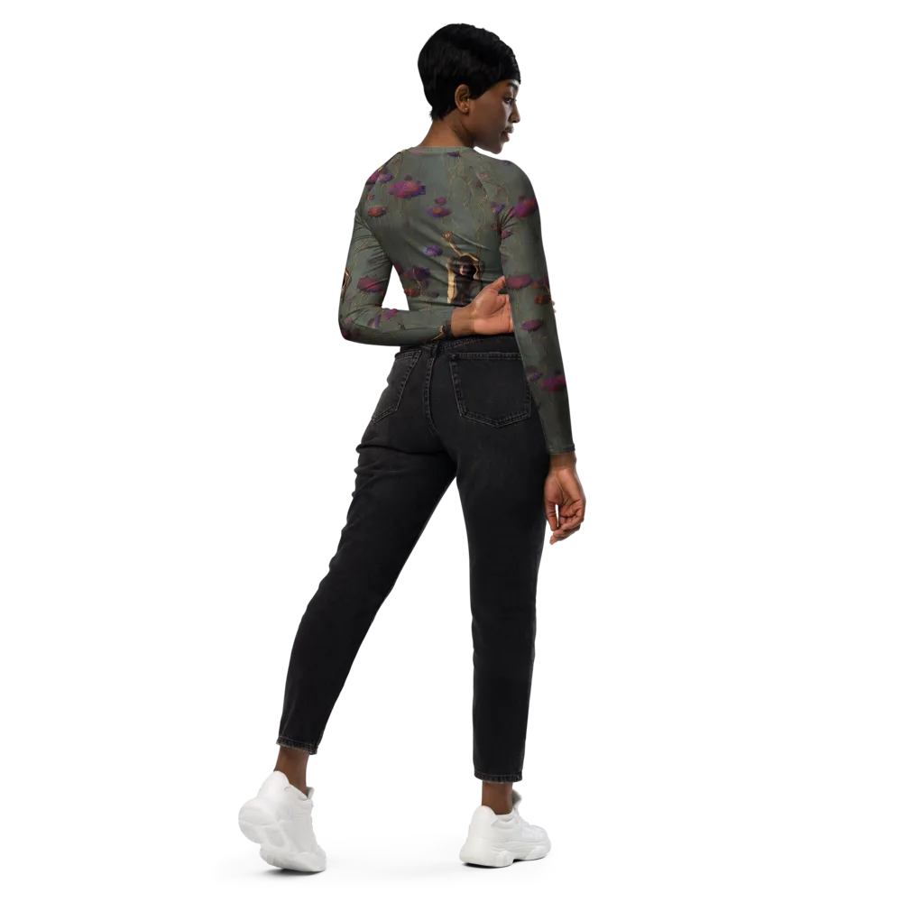 Ethereal Bloom on Long Sleeve Crop Top — Right Back