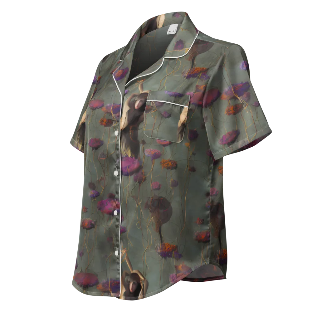 Ethereal Bloom on Women's Short Sleeve Pajama Top — Left Front