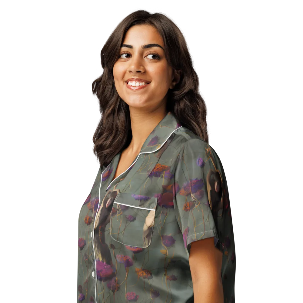 Ethereal Bloom on Women's Short Sleeve Pajama Top — Left Front