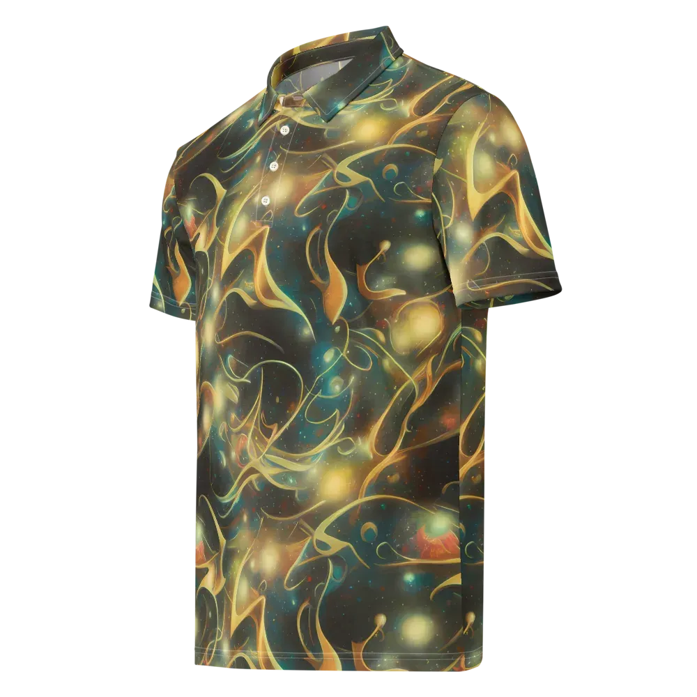 Whispering Galaxies on Men's Slim Fit Polo Shirt — Left Front