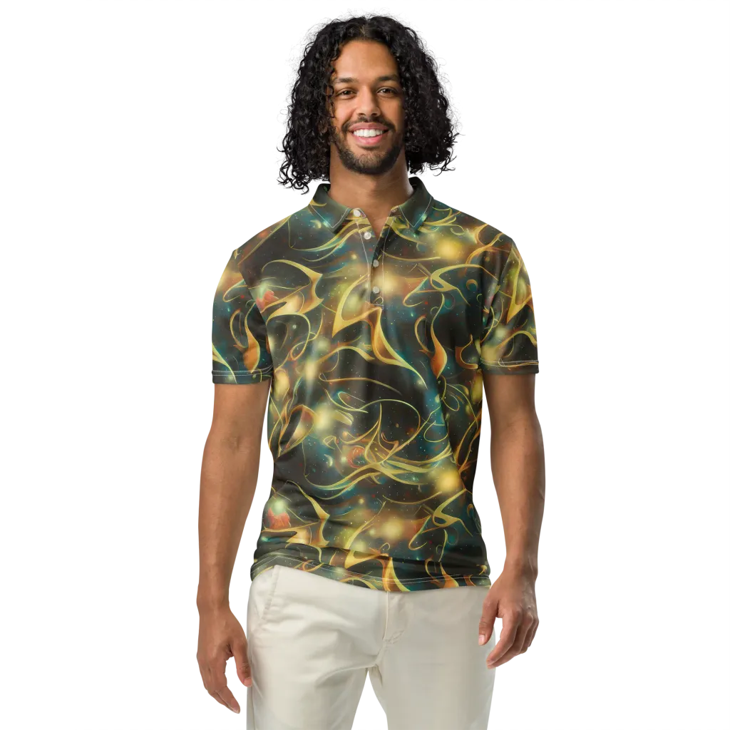 Whispering Galaxies on Men's Slim Fit Polo Shirt — Front