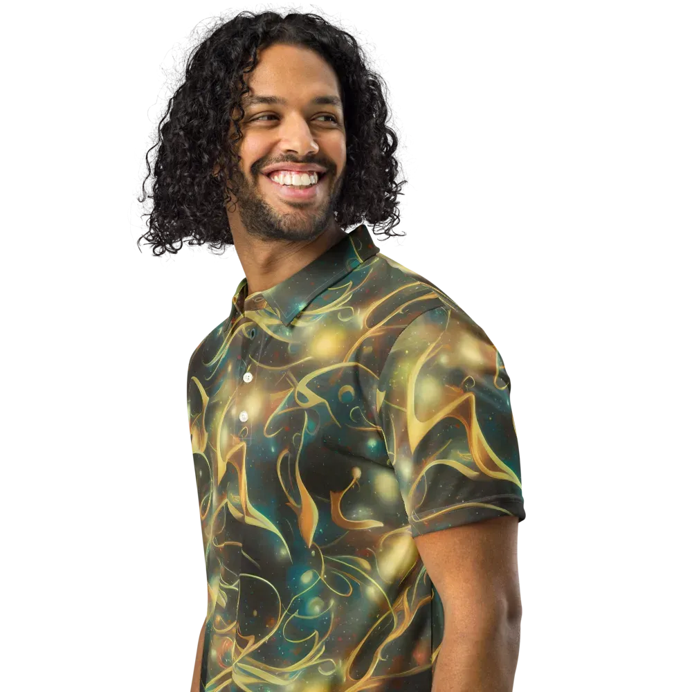 Whispering Galaxies on Men's Slim Fit Polo Shirt — Left Front