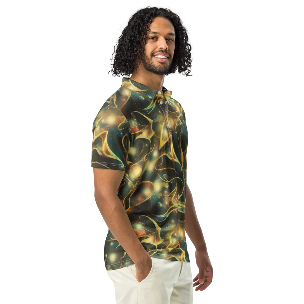 Whispering Galaxies on Men's Slim Fit Polo Shirt — Right Front