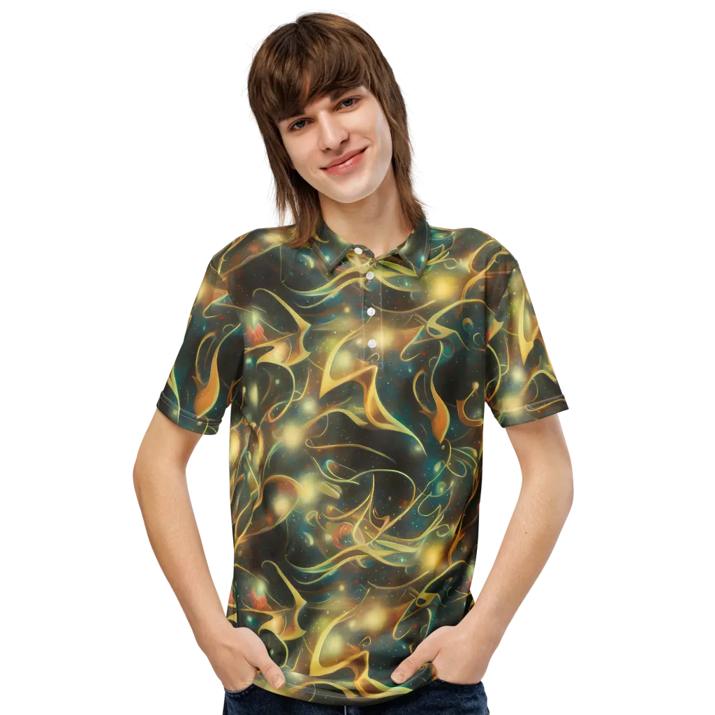 Whispering Galaxies on Men's Slim Fit Polo Shirt — Front