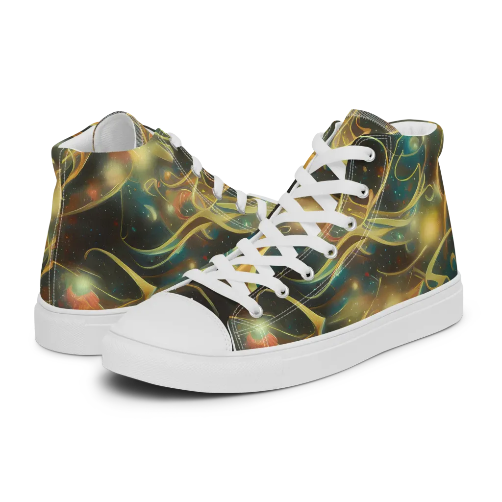 Whispering Galaxies on Men's High Top Canvas Shoes — Left