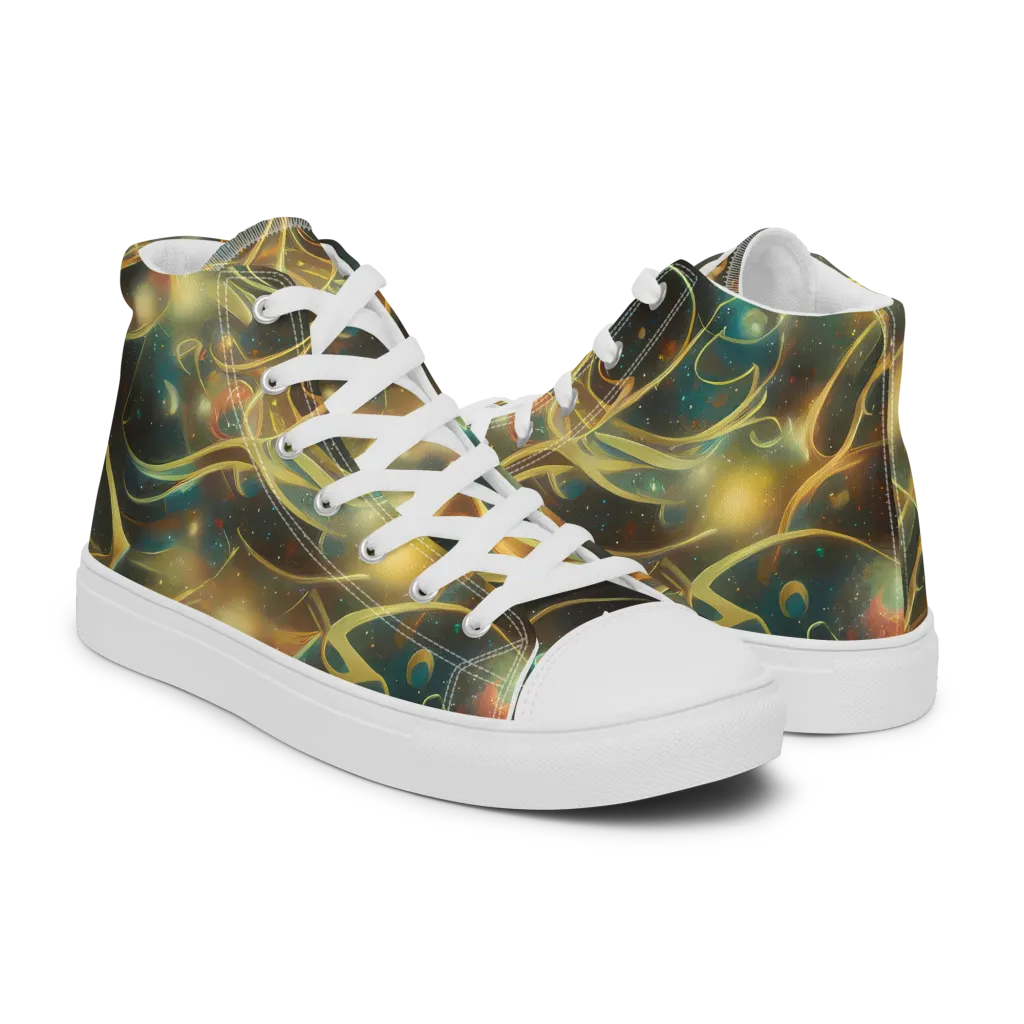 Whispering Galaxies on Men's High Top Canvas Shoes — Right