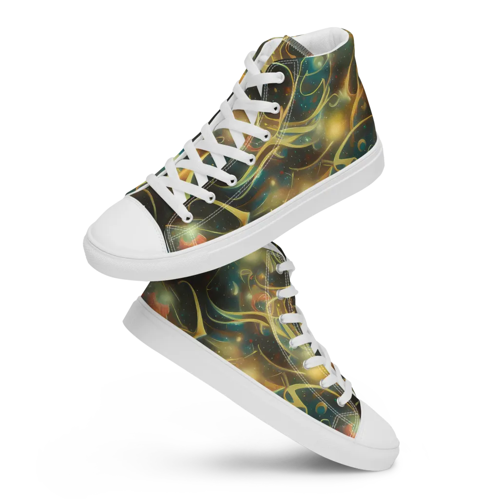 Whispering Galaxies on Men's High Top Canvas Shoes — Front