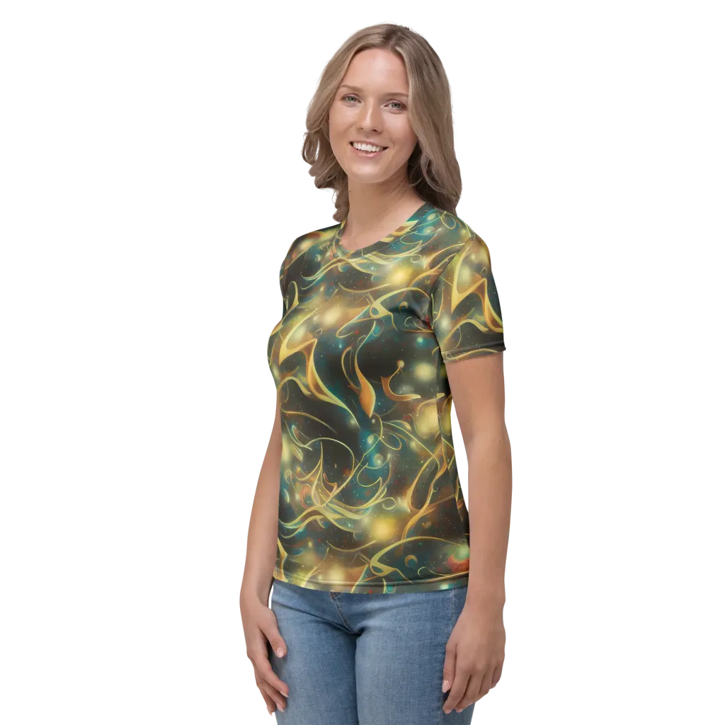 Whispering Galaxies on Women's Crew Neck T-Shirt — Left