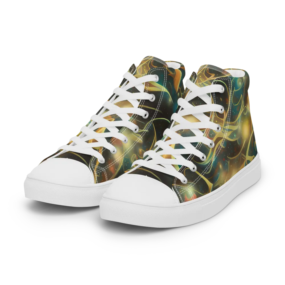 Whispering Galaxies on Women's High Top Canvas Shoes — Left Front