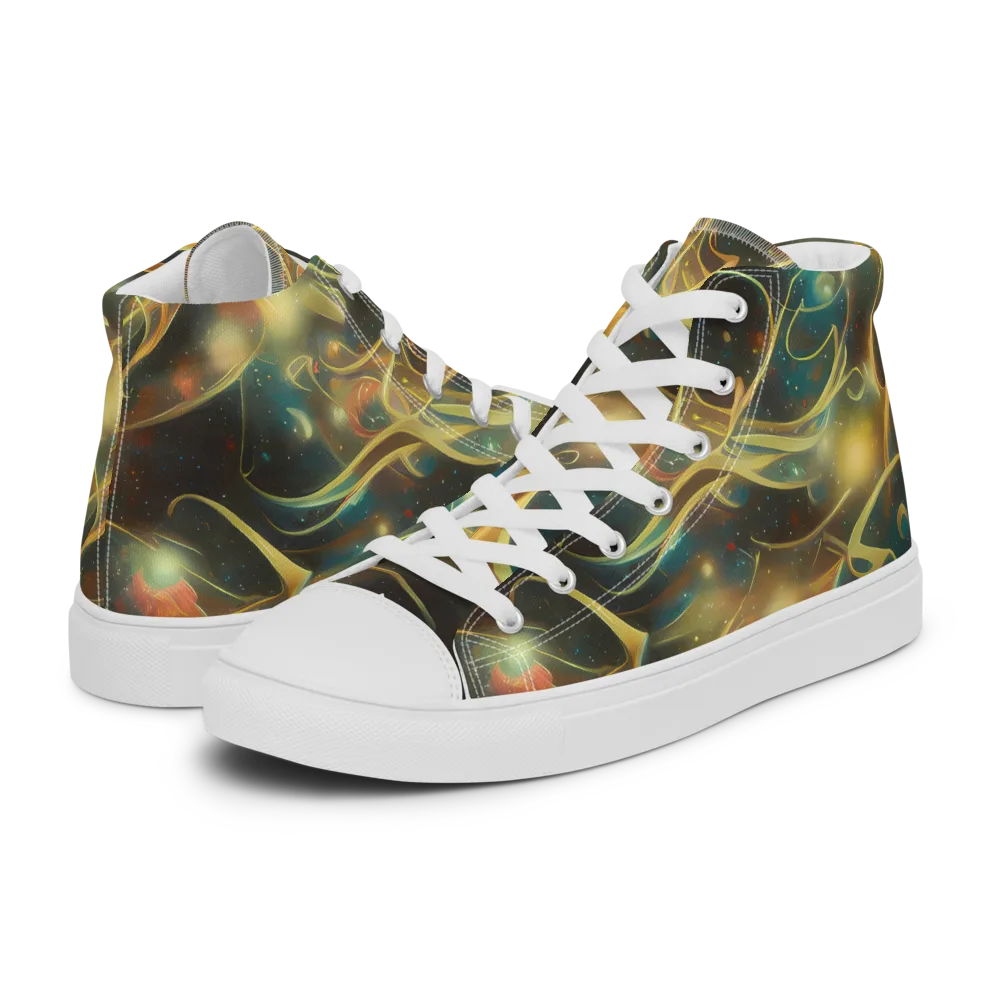 Whispering Galaxies on Women's High Top Canvas Shoes — Left