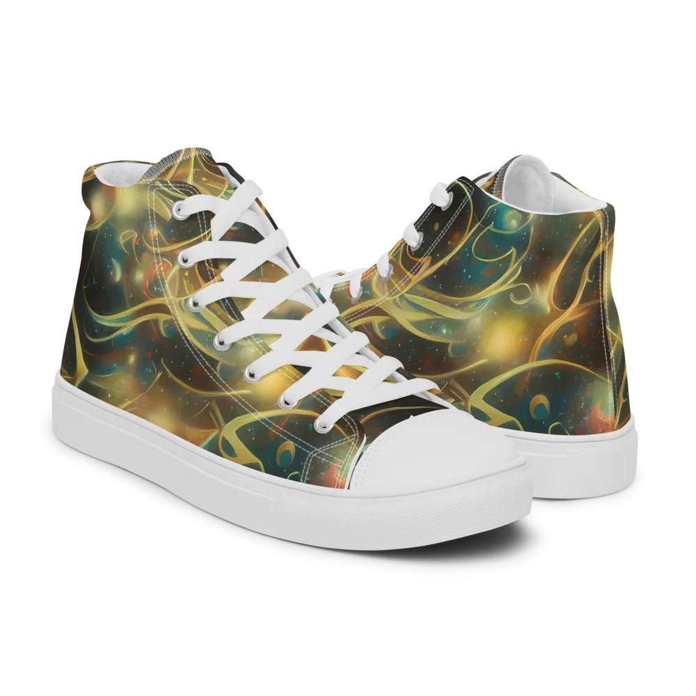 Whispering Galaxies on Women's High Top Canvas Shoes — Right