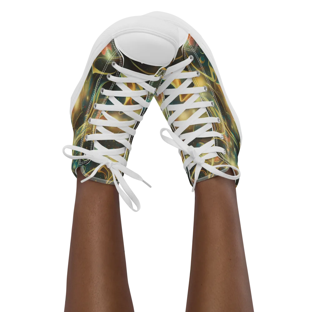 Whispering Galaxies on Women's High Top Canvas Shoes — Front